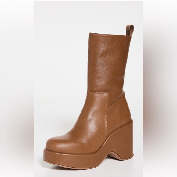 Revolve NWT Paloma Barcelo cognac wedge Platform comfortable comfortable boots❤️ - Picture 2 of 9